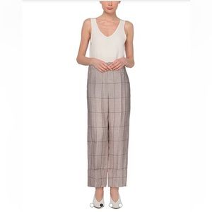 NWT BRUNELLO CUCINELLI Prince of Wales Check Linen Cropped Trousers Size US 4